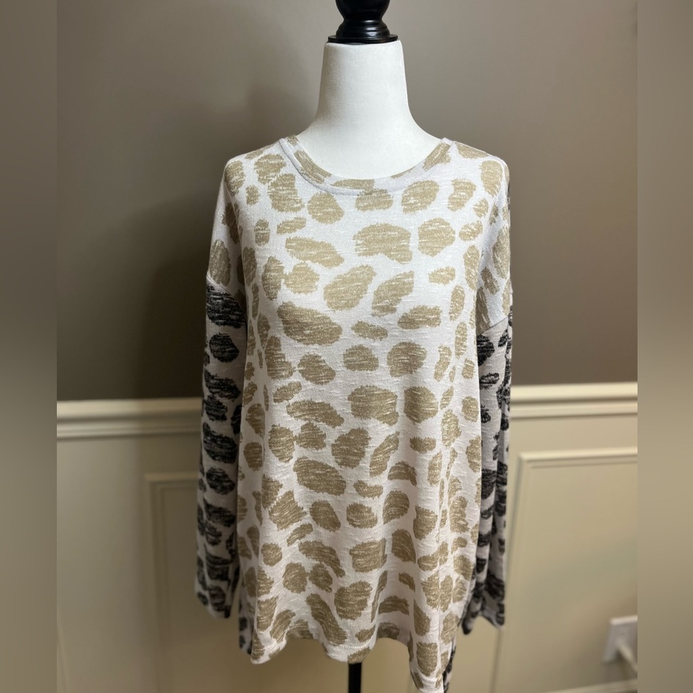 Tribal Jeans lightweight crewneck sweater relaxed fit large cashew black knit - Picture 9 of 14